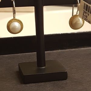 Sterling silver pearl earrings and 14k gold